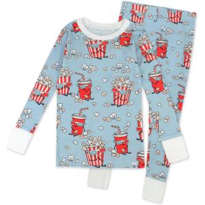 imageHonestBaby babyboys 2piece Pajamas Sleepwear Pjs 100 Organic Cotton for Baby Toddler Kids BoyCinema Snacks