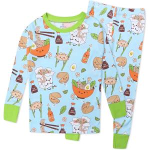 imageHonestBaby babyboys 2piece Pajamas Sleepwear Pjs 100 Organic Cotton for Baby Toddler Kids BoyWok N Roll Blue