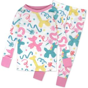 imageHonestBaby babygirls 2piece Pajamas Sleepwear Pjs 100 Organic Cotton for Baby Toddler Kids GirlBirthday Bash Pinks