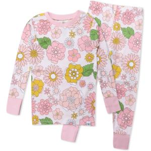 imageHonestBaby babygirls 2piece Pajamas Sleepwear Pjs 100 Organic Cotton for Baby Toddler Kids GirlFlowers Flowers