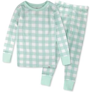 imageHonestBaby babygirls 2piece Pajamas Sleepwear Pjs 100 Organic Cotton for Baby Toddler Kids GirlGreen Check