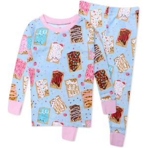 imageHonestBaby babygirls 2piece Pajamas Sleepwear Pjs 100 Organic Cotton for Baby Toddler Kids GirlPoppin Dreams Blue