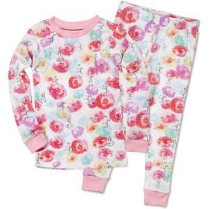 imageHonestBaby babygirls 2piece Pajamas Sleepwear Pjs 100 Organic Cotton for Baby Toddler Kids GirlRose Blossom