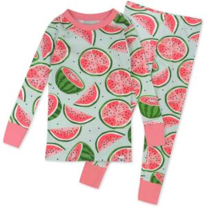 imageHonestBaby babygirls 2piece Pajamas Sleepwear Pjs 100 Organic Cotton for Baby Toddler Kids GirlWatermelon Oasis