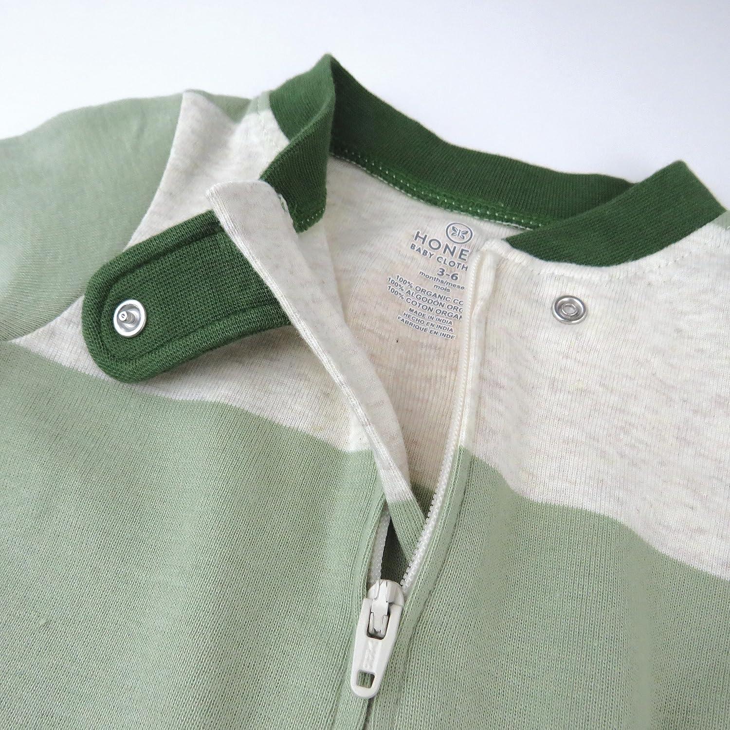 imageHonestBaby Classics Sleep ampamp Play Footed Onepiece Pajama Sleeper 100 Organic CottonBold Stripe Moss