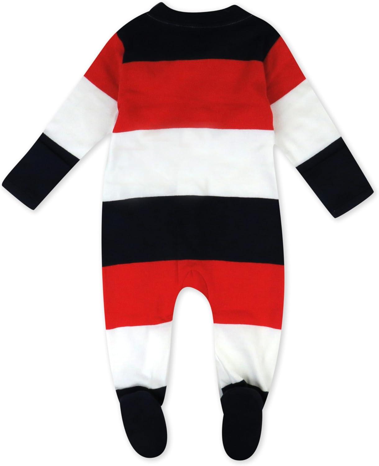 imageHonestBaby Classics Sleep ampamp Play Footed Onepiece Pajama Sleeper 100 Organic CottonBold Stripe Red White Blu