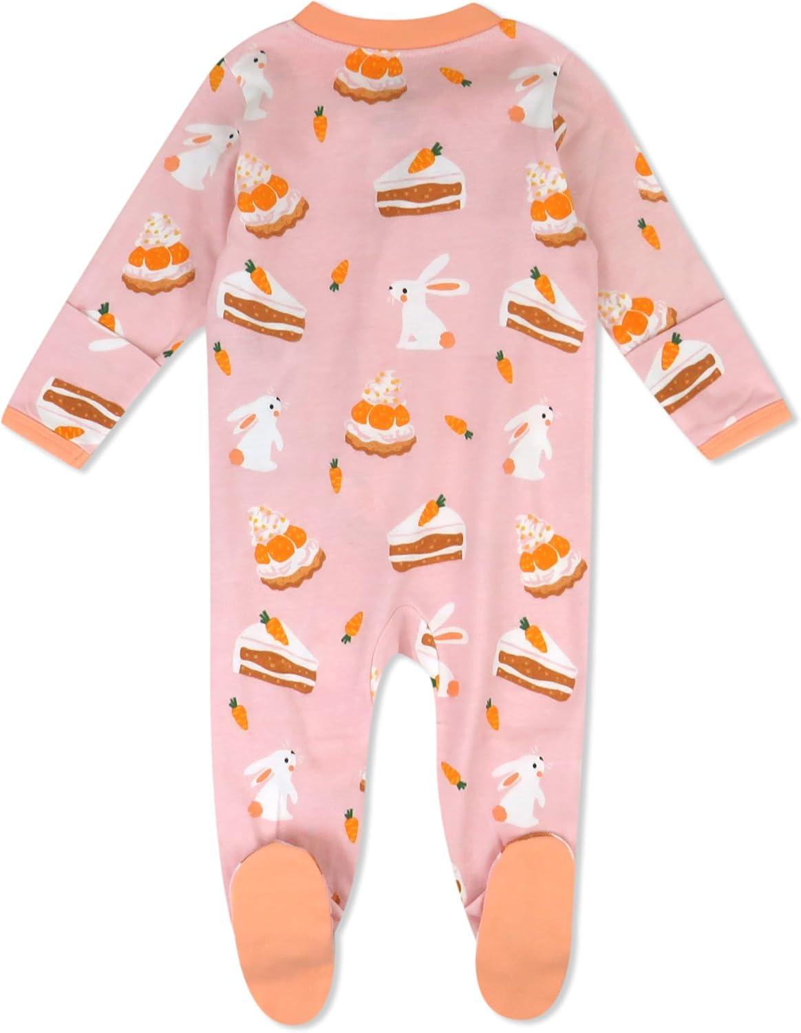 imageHonestBaby Classics Sleep ampamp Play Footed Onepiece Pajama Sleeper 100 Organic CottonBunnylicious