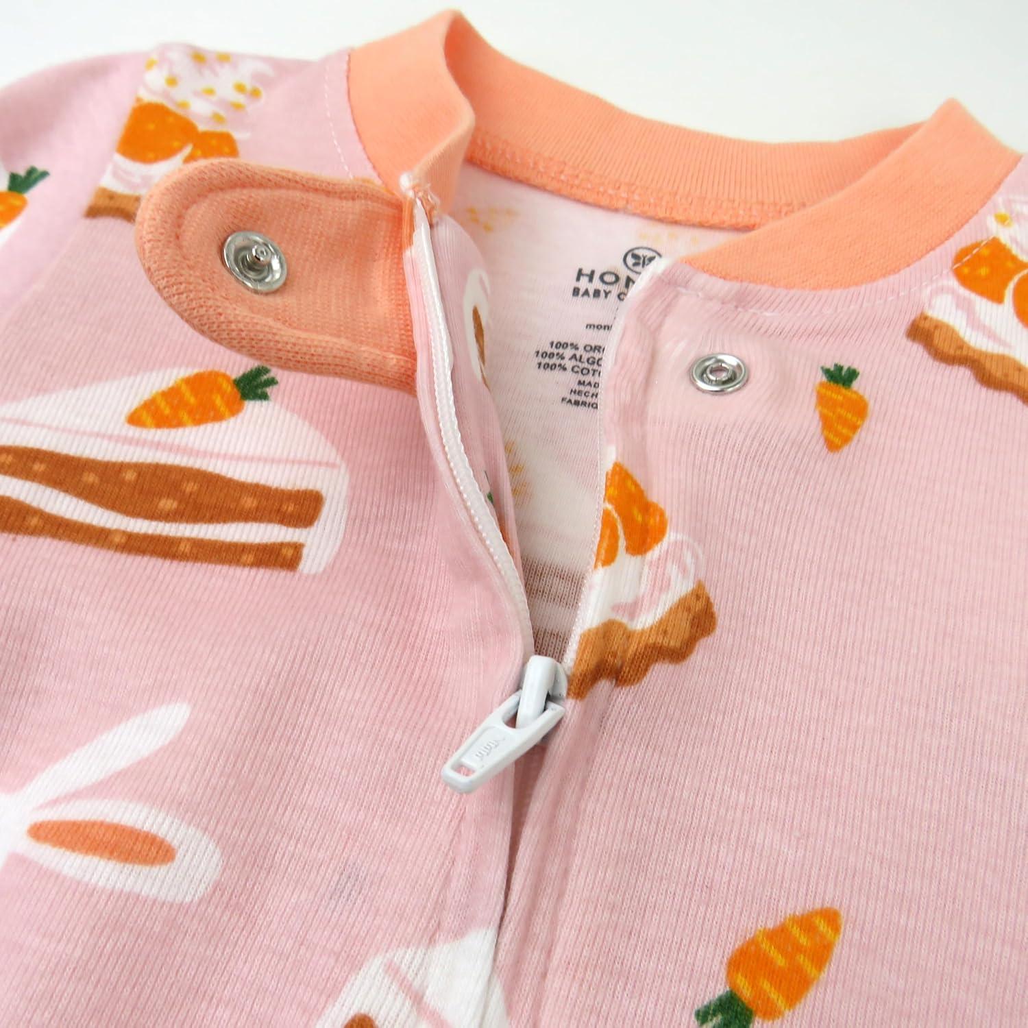 imageHonestBaby Classics Sleep ampamp Play Footed Onepiece Pajama Sleeper 100 Organic CottonBunnylicious