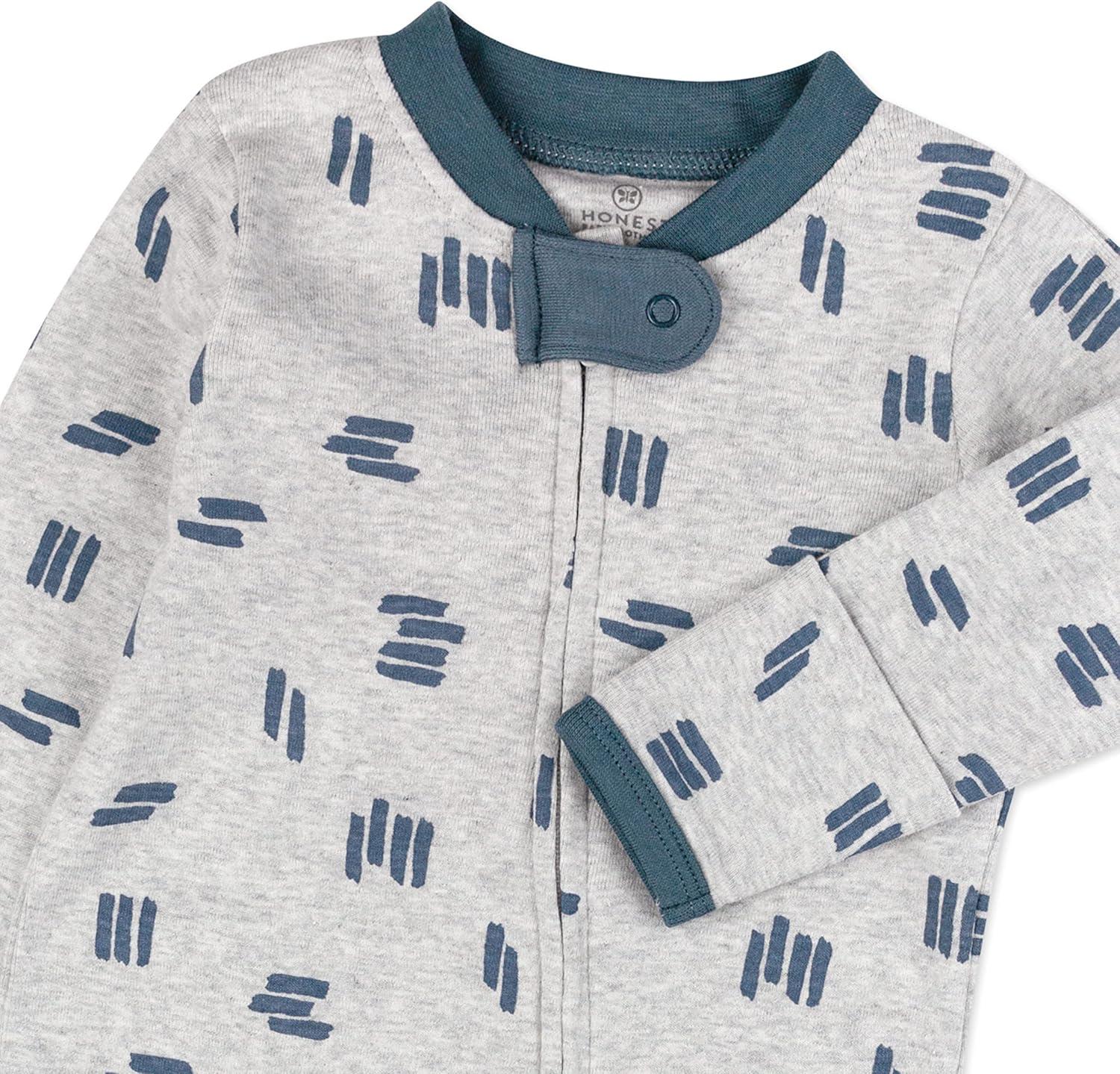 imageHonestBaby Classics Sleep ampamp Play Footed Onepiece Pajama Sleeper 100 Organic CottonDashes Gray Heather