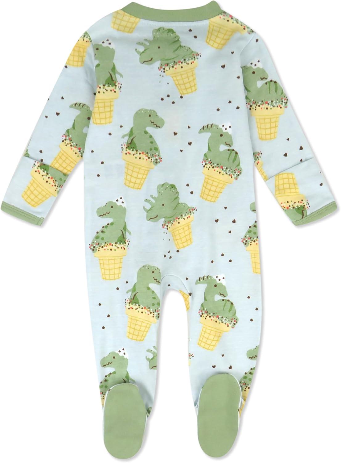 imageHonestBaby Classics Sleep ampamp Play Footed Onepiece Pajama Sleeper 100 Organic CottonDino Delight
