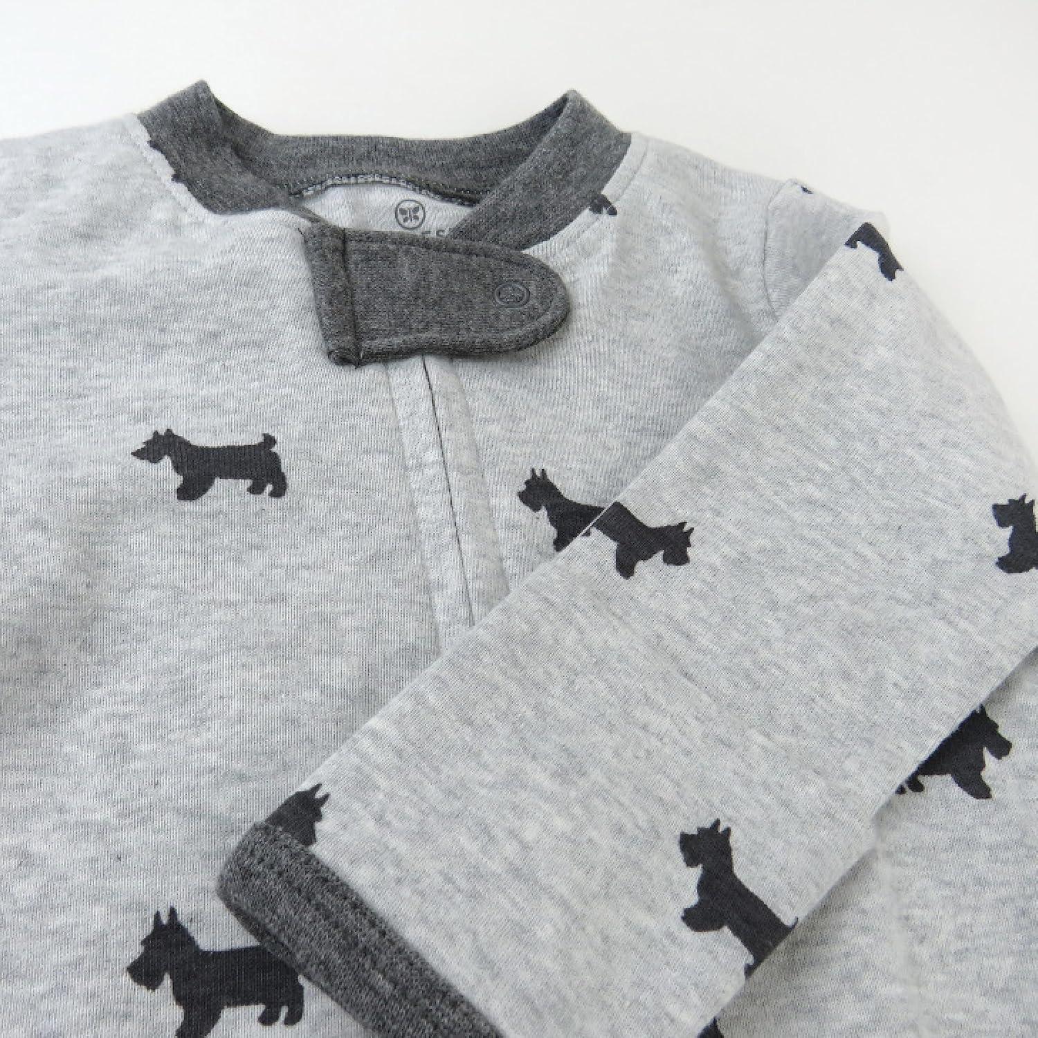 imageHonestBaby Classics Sleep ampamp Play Footed Onepiece Pajama Sleeper 100 Organic CottonGrey Scotty Dog