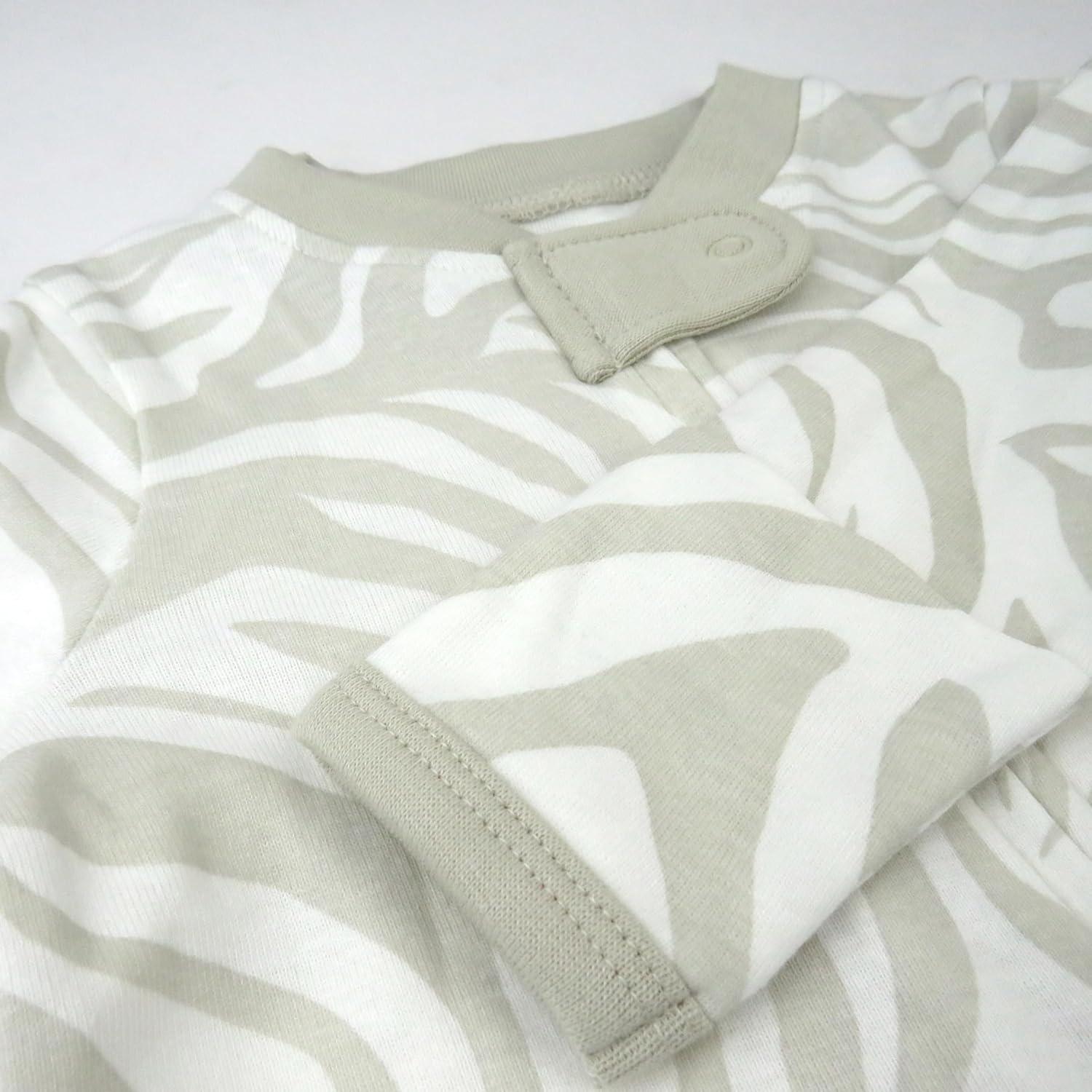 imageHonestBaby Classics Sleep ampamp Play Footed Onepiece Pajama Sleeper 100 Organic CottonLight Zanzibar Zebra