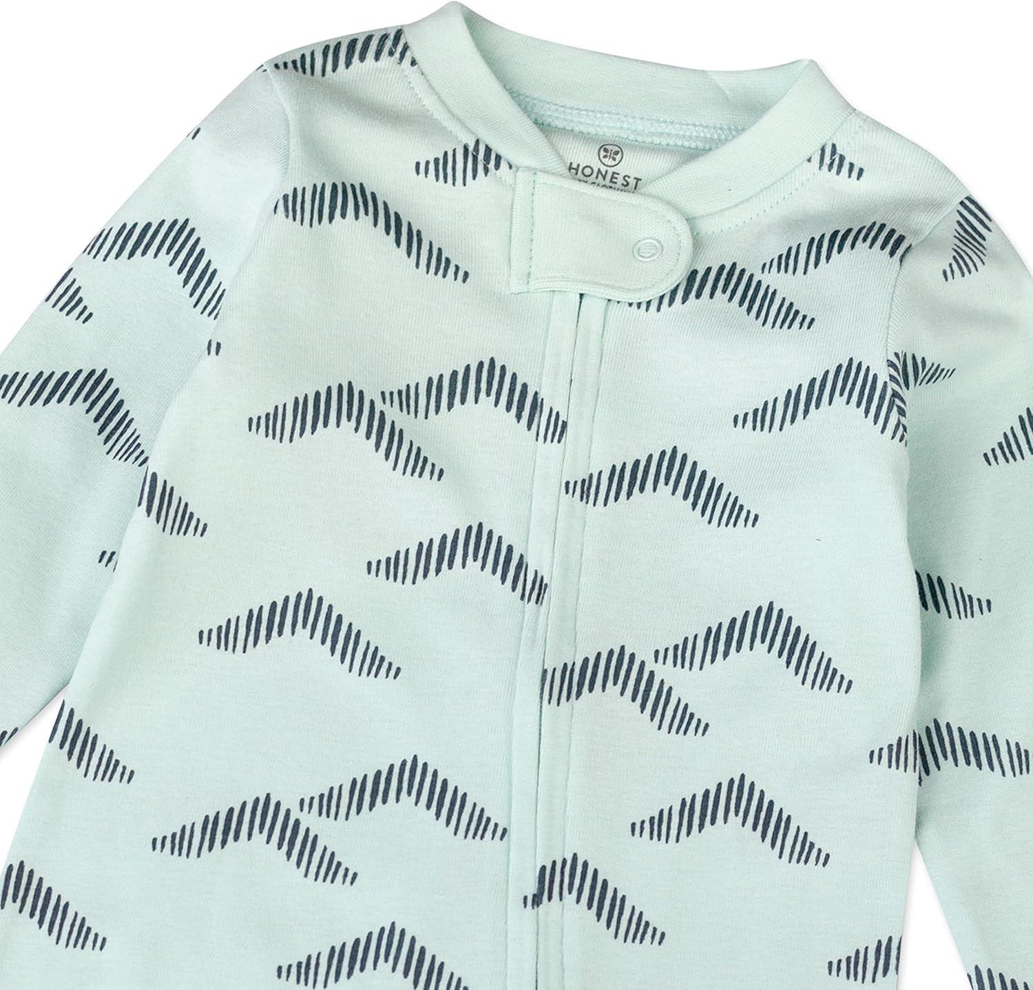 imageHonestBaby Classics Sleep ampamp Play Footed Onepiece Pajama Sleeper 100 Organic CottonPyramids Whispering Blue