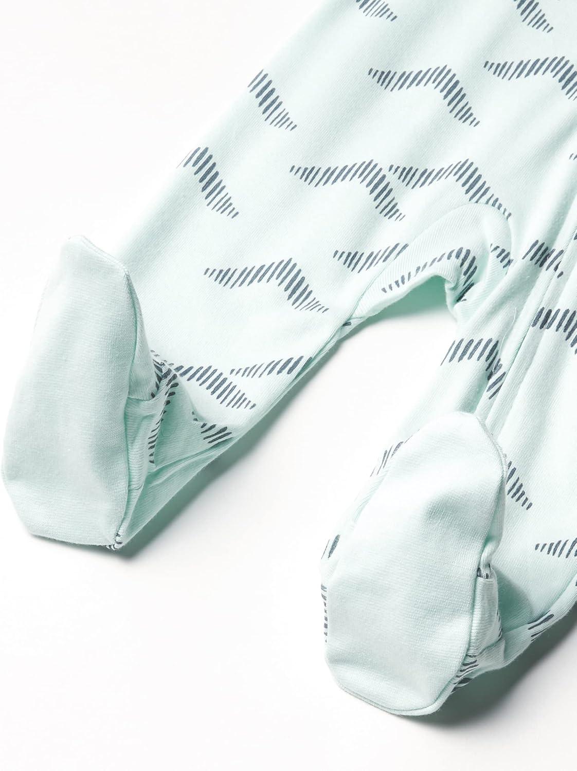 imageHonestBaby Classics Sleep ampamp Play Footed Onepiece Pajama Sleeper 100 Organic CottonPyramids Whispering Blue