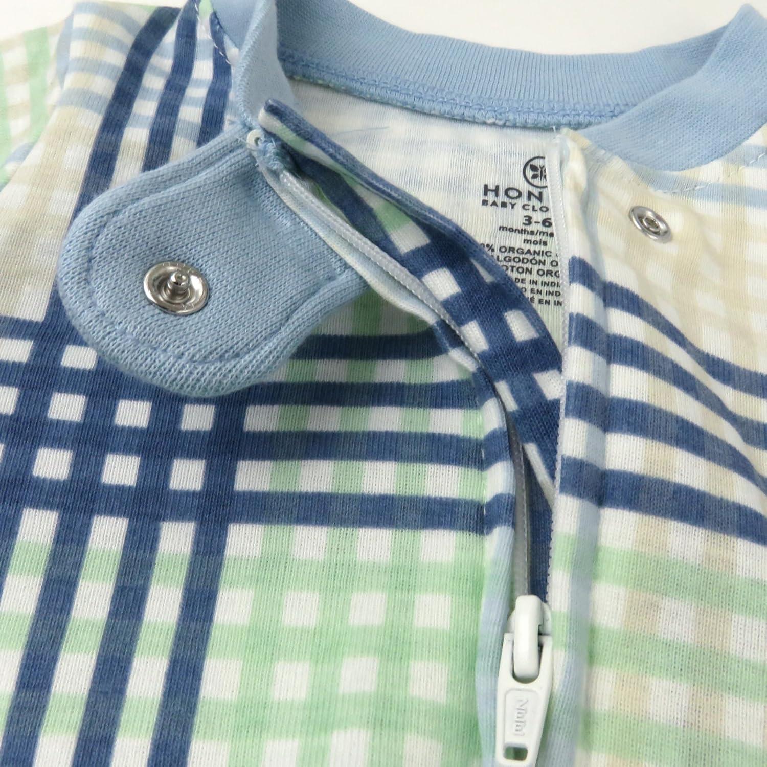 imageHonestBaby Classics Sleep ampamp Play Footed Onepiece Pajama Sleeper 100 Organic CottonSeersucker Plaid Cornflower