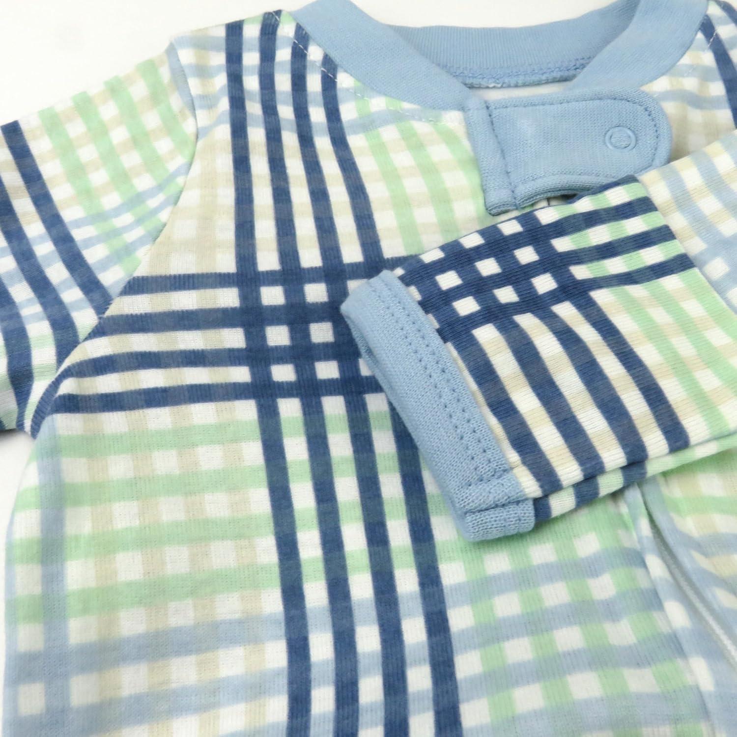 imageHonestBaby Classics Sleep ampamp Play Footed Onepiece Pajama Sleeper 100 Organic CottonSeersucker Plaid Cornflower