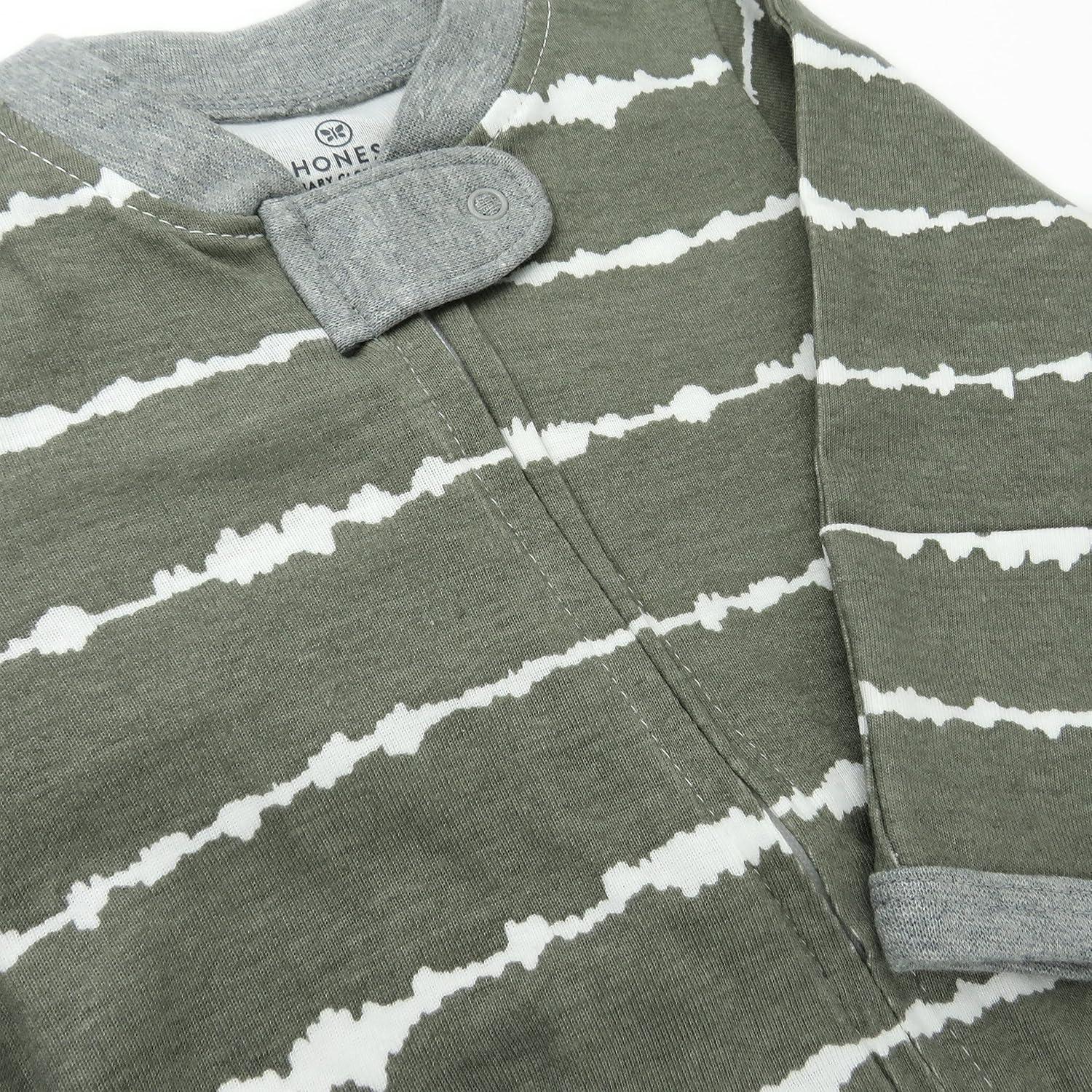 imageHonestBaby Classics Sleep ampamp Play Footed Onepiece Pajama Sleeper 100 Organic CottonShibori Stripe Gray
