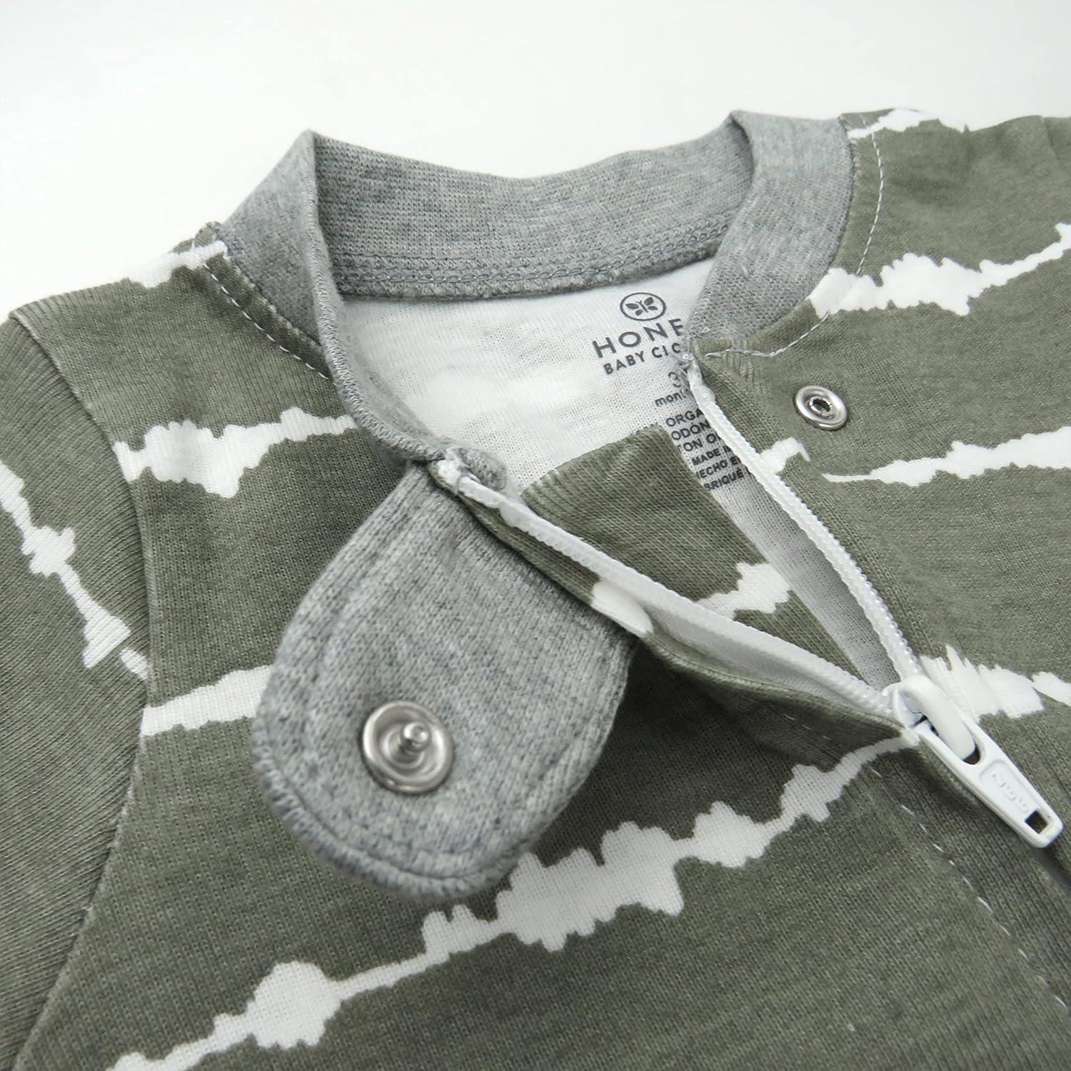 imageHonestBaby Classics Sleep ampamp Play Footed Onepiece Pajama Sleeper 100 Organic CottonShibori Stripe Gray