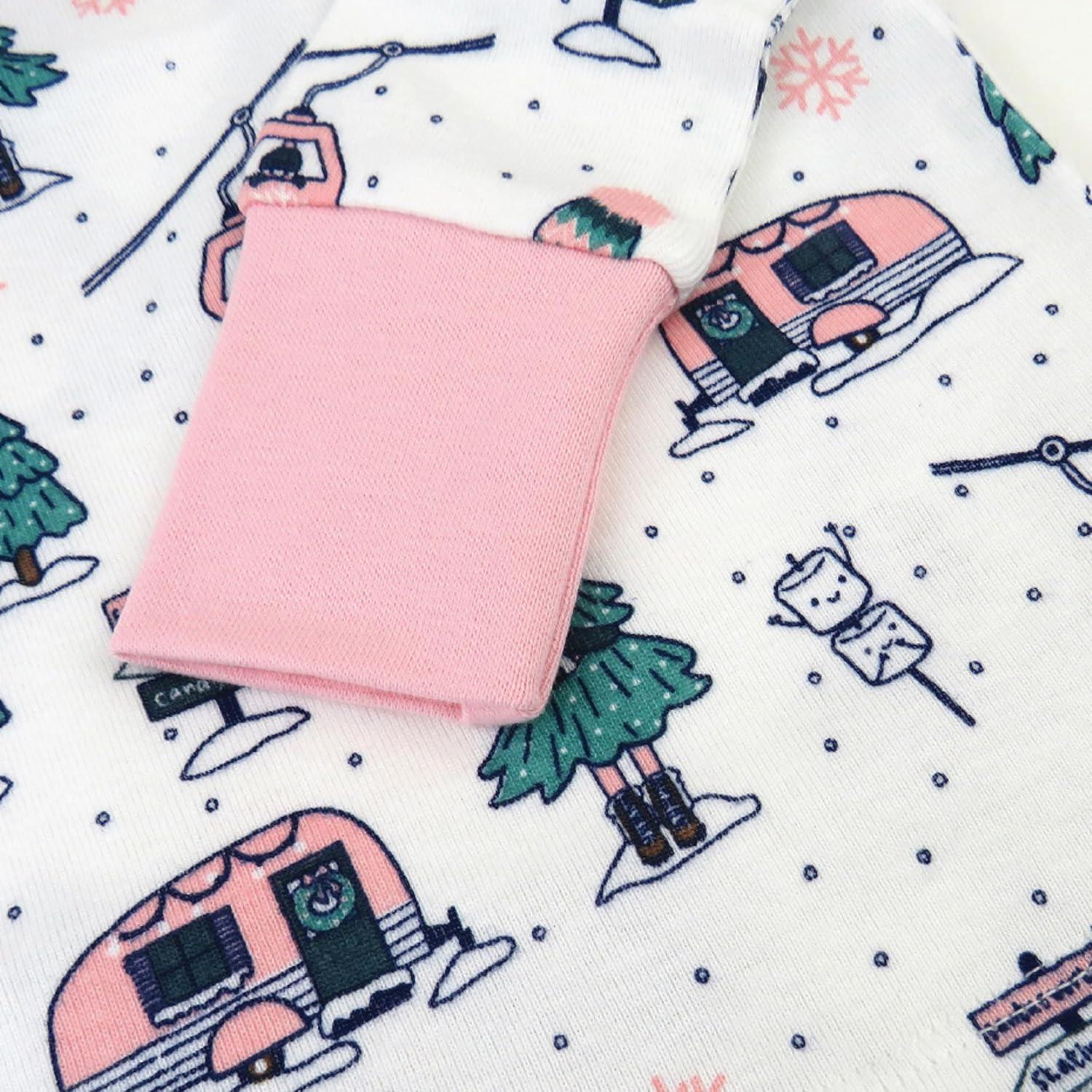 imageHonestBaby Holiday 2Piece Pajamas Sleepwear PJs 100 Organic Cotton for Baby Toddler KidsSki Trip