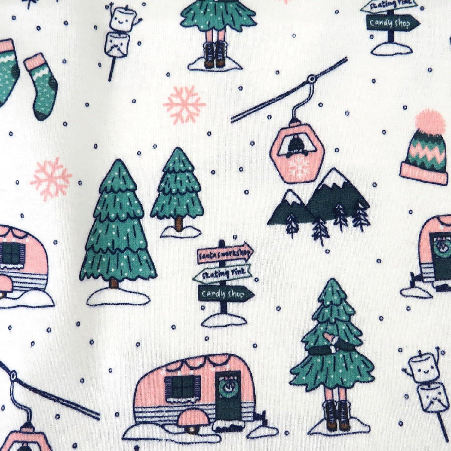 imageHonestBaby Holiday 2Piece Pajamas Sleepwear PJs 100 Organic Cotton for Baby Toddler KidsSki Trip