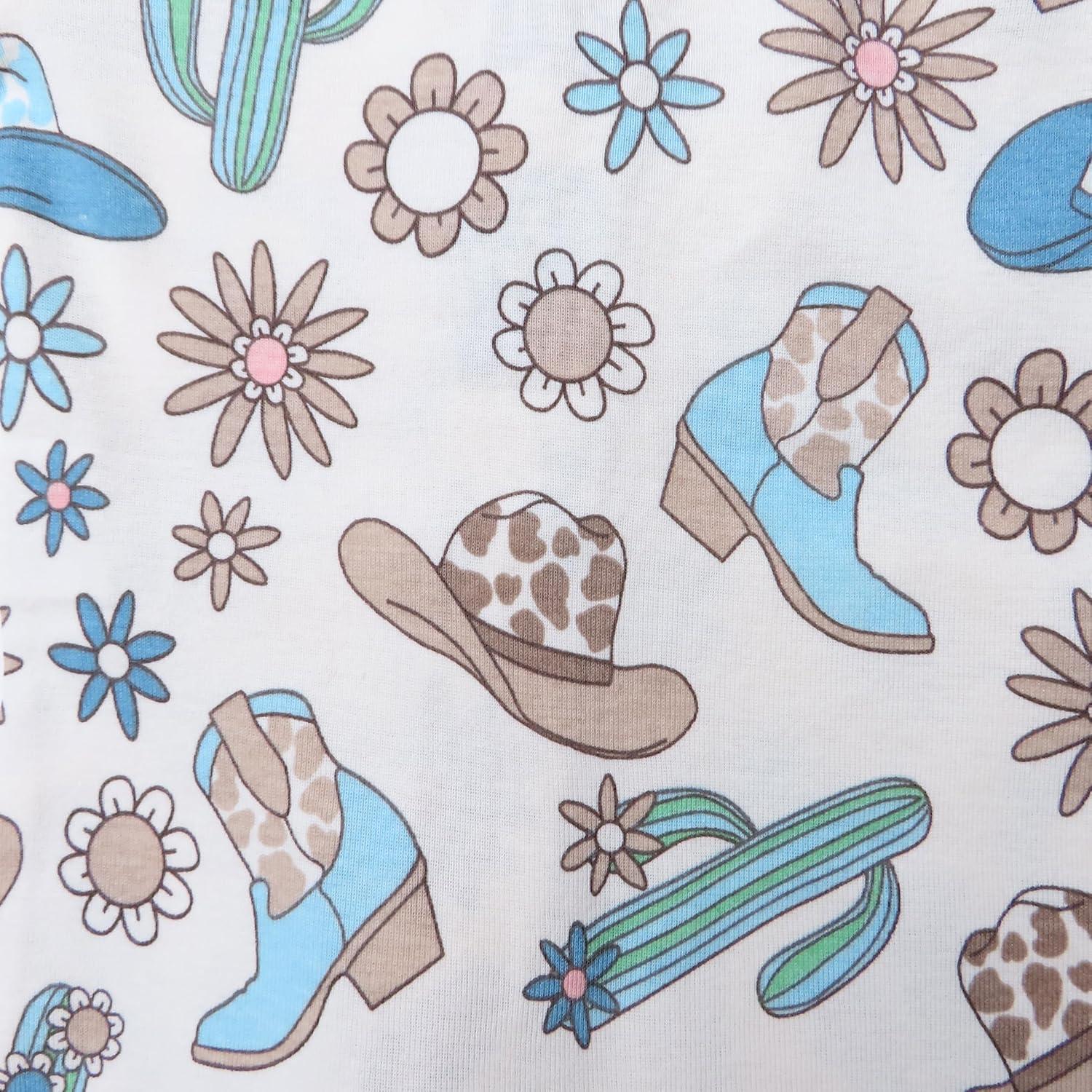 imageHonestBaby NonSlip Footed Pajamas OnePiece Sleeper ZipFront Pjs 100 Organic Cotton for Baby GirlsDesert Charmer Aqua