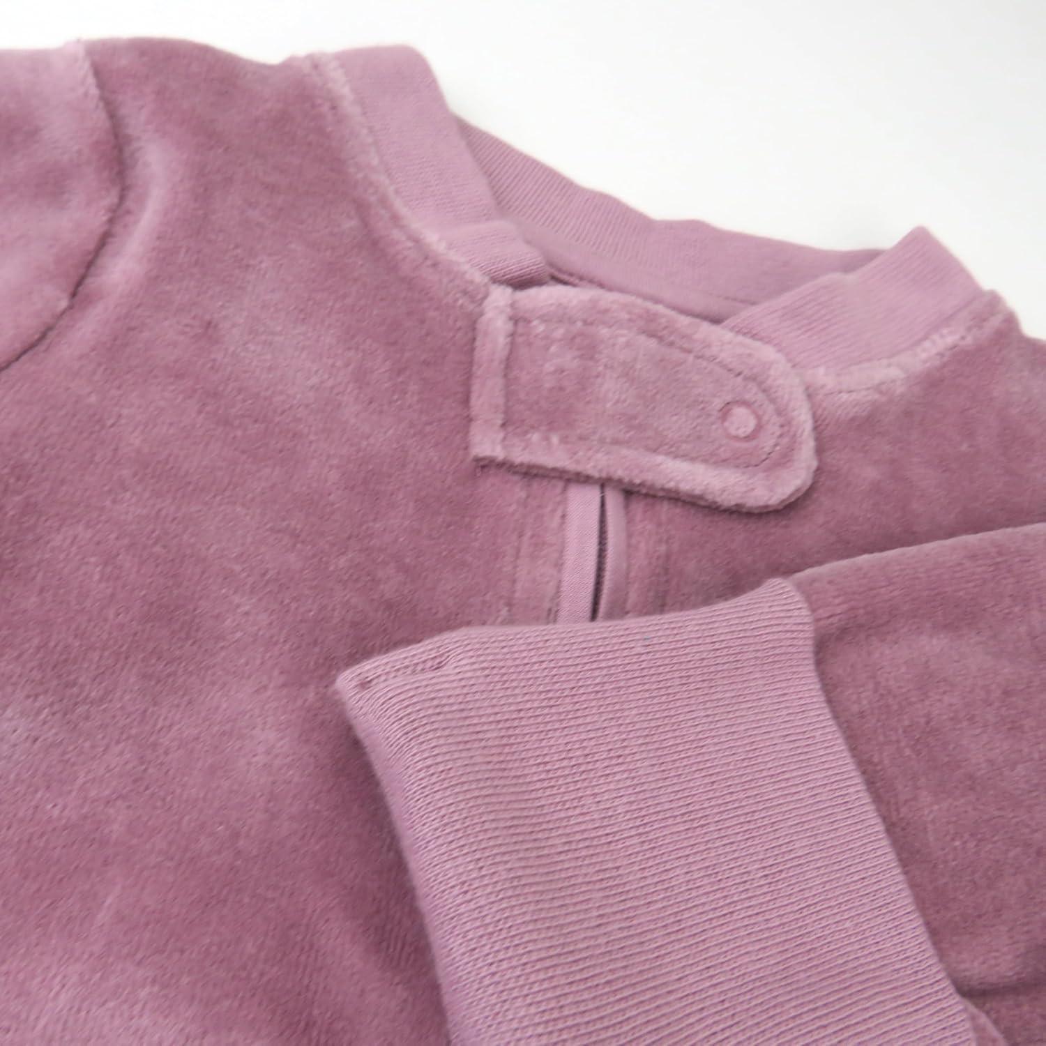 imageHonestBaby unisexbaby Velour Sleep ampamp Play Footed Onepiece Pajama Sleeper 100 Organic CottonDusty Lavendar
