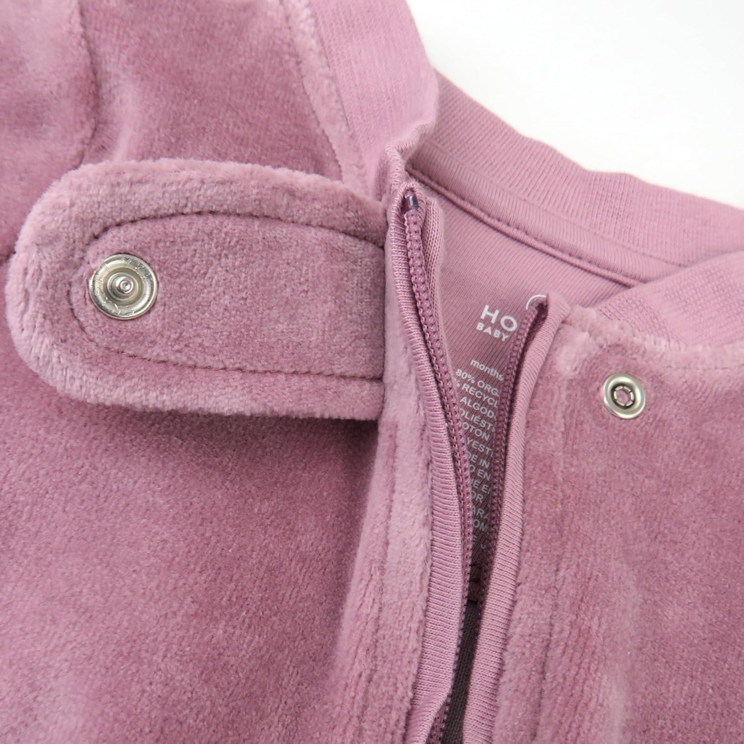 imageHonestBaby unisexbaby Velour Sleep ampamp Play Footed Onepiece Pajama Sleeper 100 Organic CottonDusty Lavendar