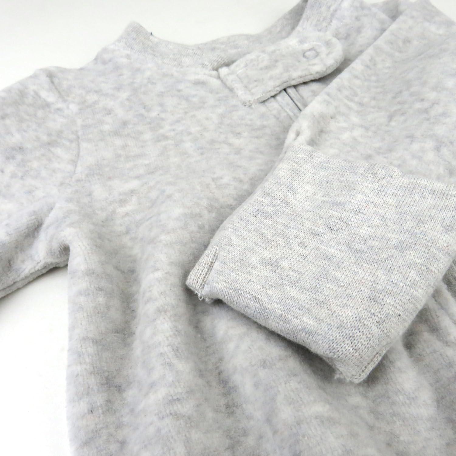 imageHonestBaby unisexbaby Velour Sleep ampamp Play Footed Onepiece Pajama Sleeper 100 Organic CottonLight Gray Heather