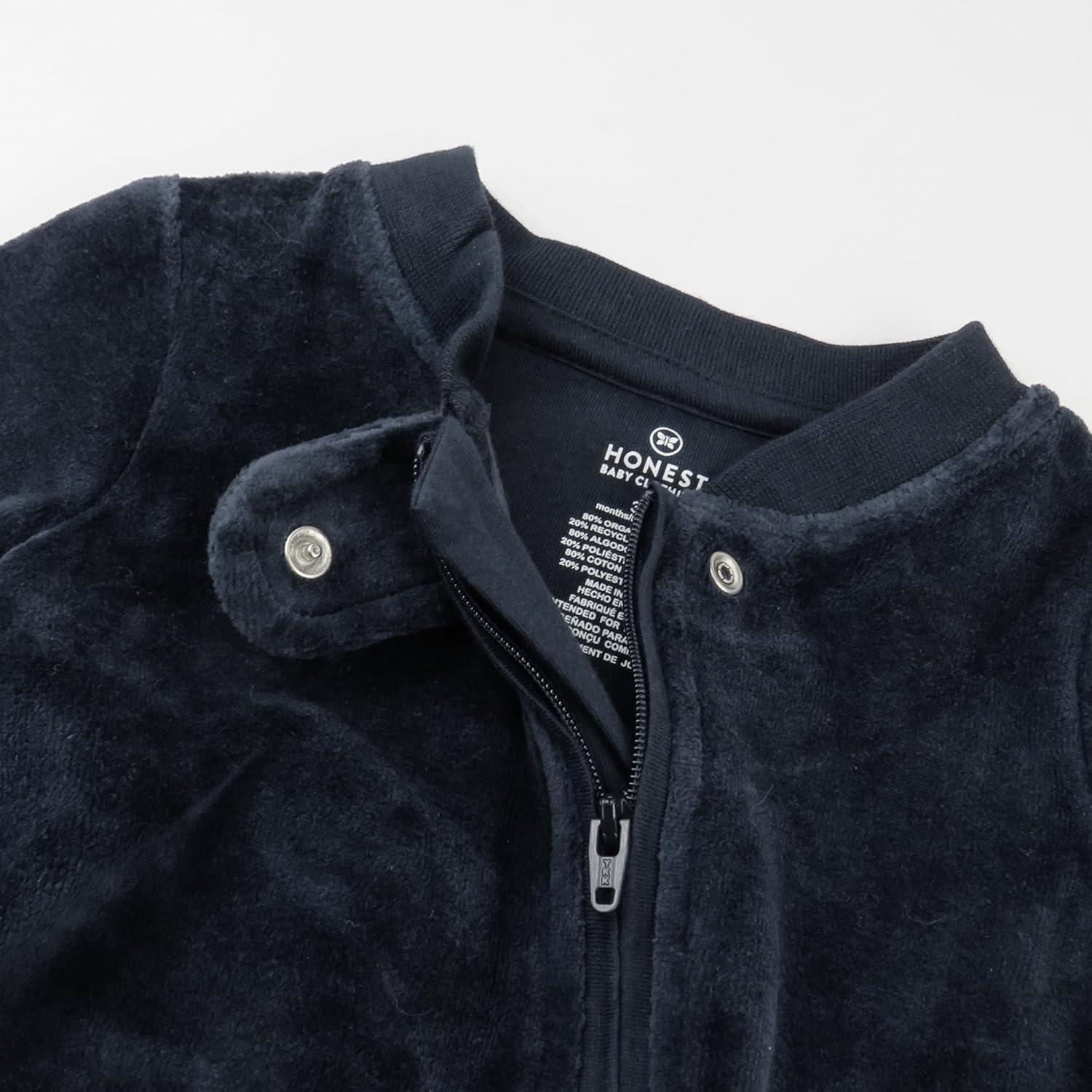 imageHonestBaby unisexbaby Velour Sleep ampamp Play Footed Onepiece Pajama Sleeper 100 Organic CottonNavy
