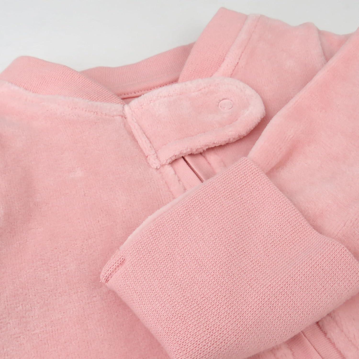 imageHonestBaby unisexbaby Velour Sleep ampamp Play Footed Onepiece Pajama Sleeper 100 Organic CottonPink