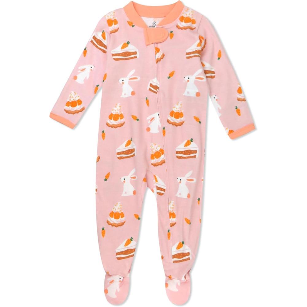 imageHonestBaby Classics Sleep ampamp Play Footed Onepiece Pajama Sleeper 100 Organic CottonBunnylicious
