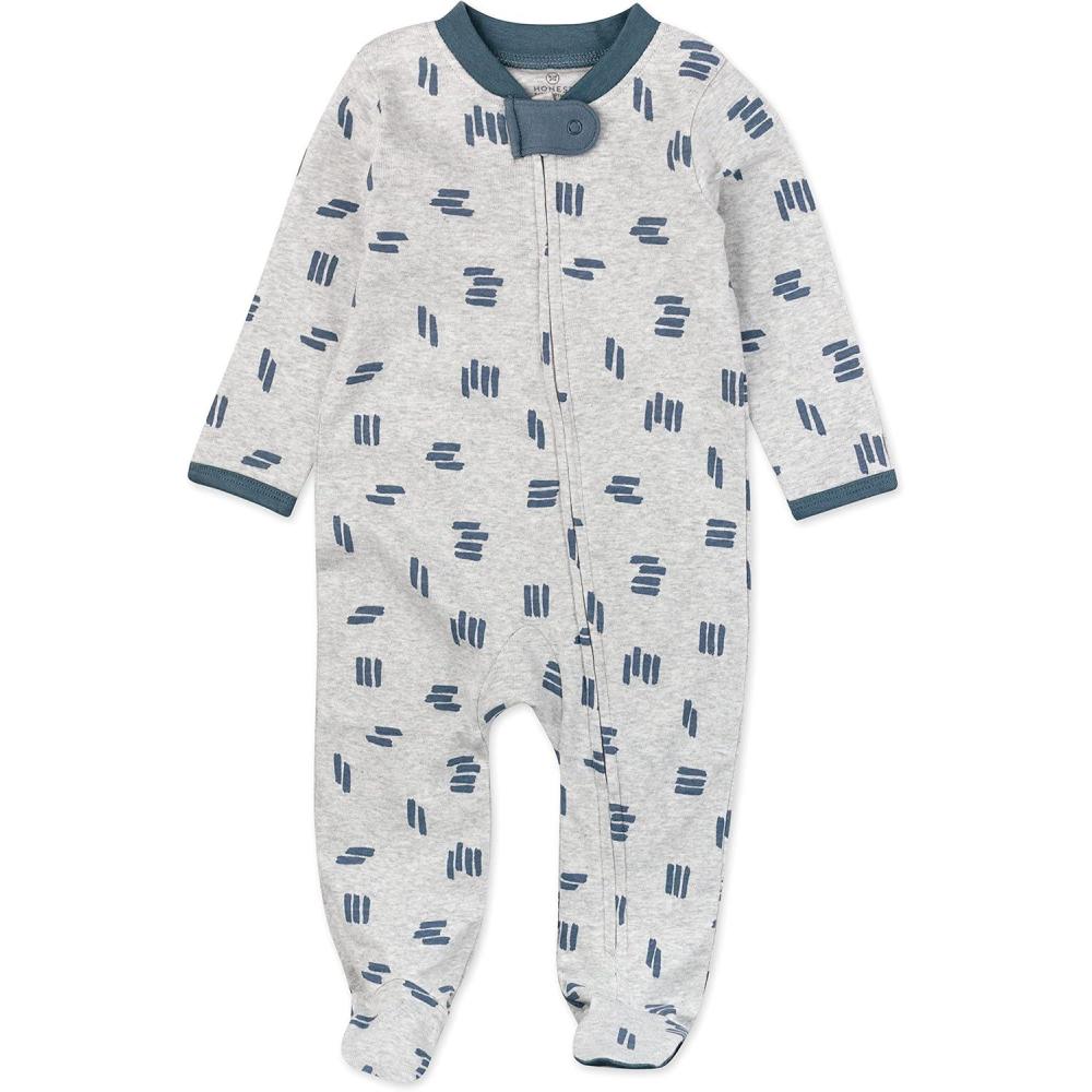 imageHonestBaby Classics Sleep ampamp Play Footed Onepiece Pajama Sleeper 100 Organic CottonDashes Gray Heather