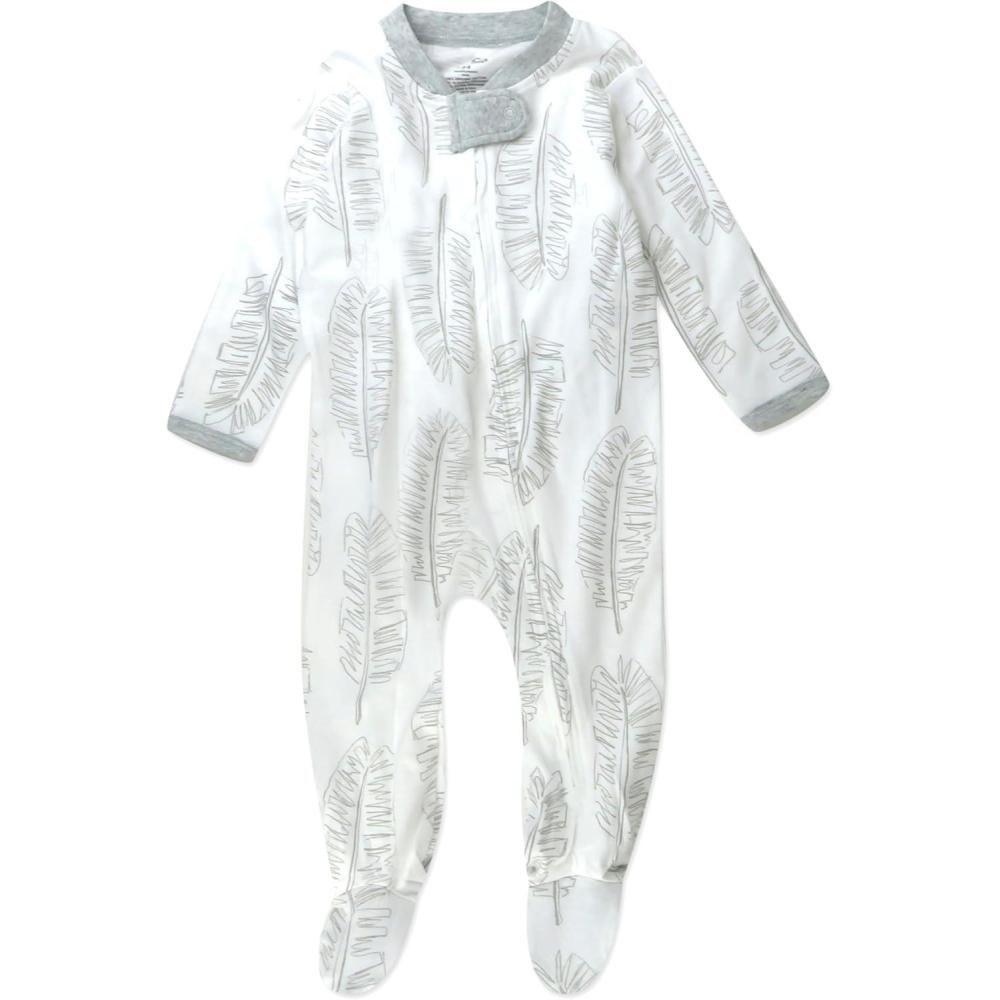 imageHonestBaby Classics Sleep ampamp Play Footed Onepiece Pajama Sleeper 100 Organic CottonJumbo Leaf Sage Sage
