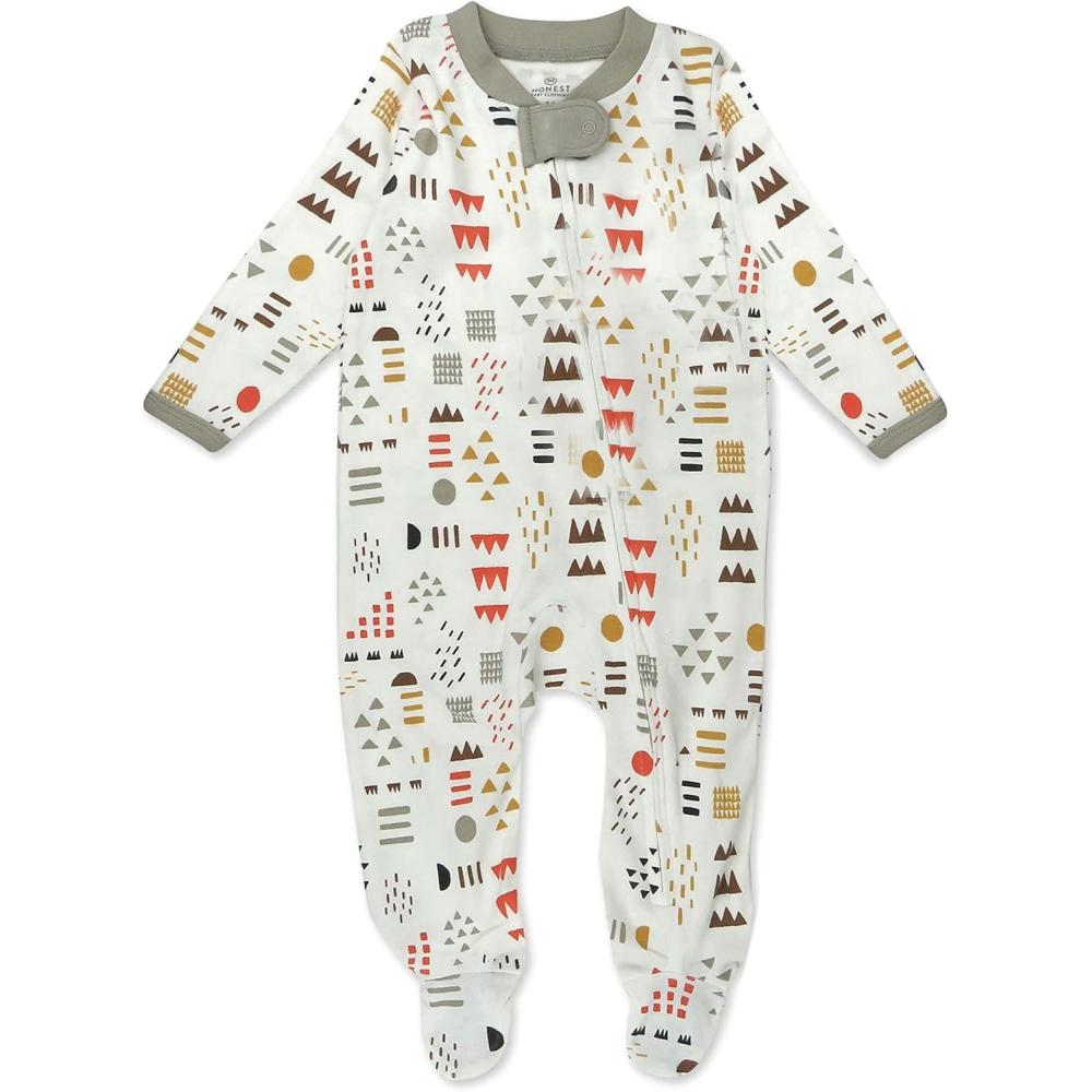 imageHonestBaby Classics Sleep ampamp Play Footed Onepiece Pajama Sleeper 100 Organic CottonMulti Colored Pattern Play