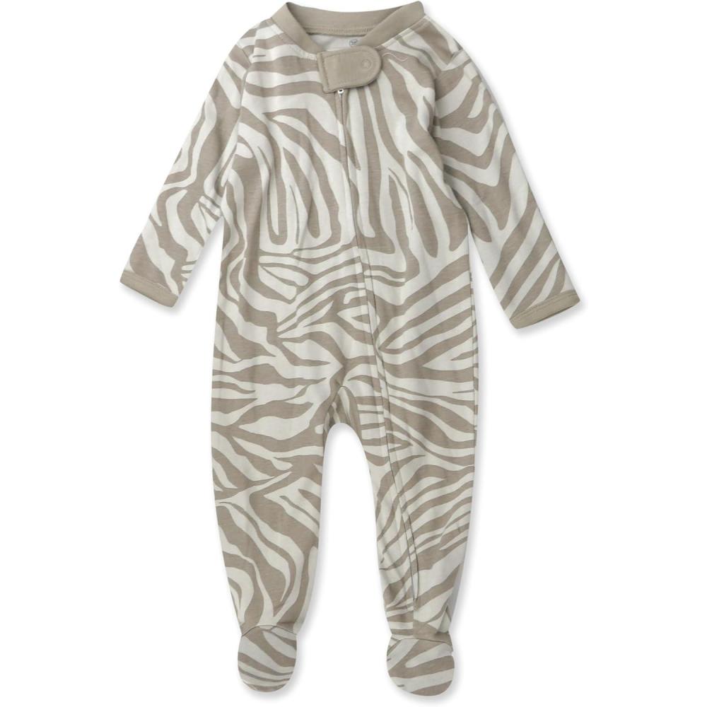 imageHonestBaby Classics Sleep ampamp Play Footed Onepiece Pajama Sleeper 100 Organic CottonZanzibar Zebra