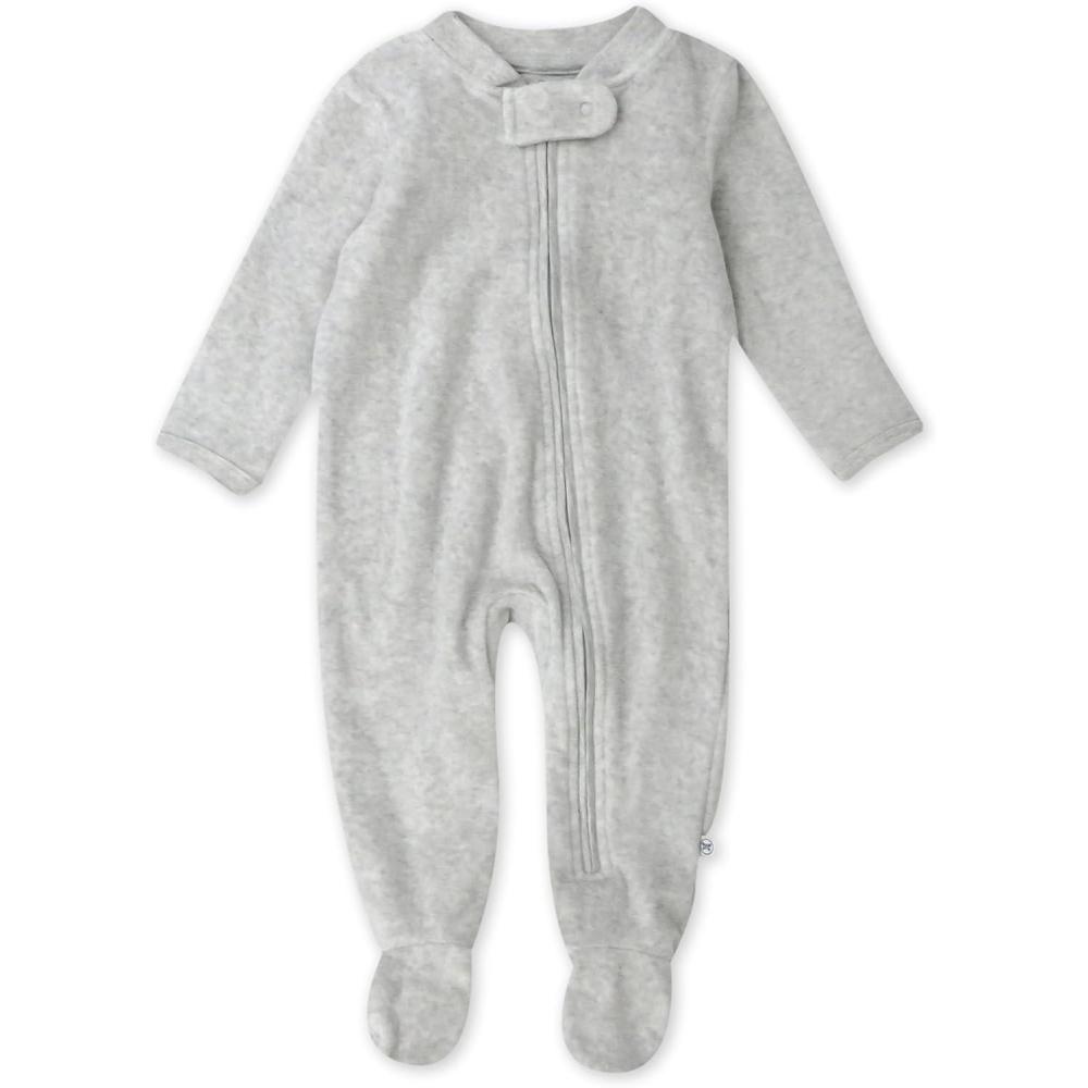 imageHonestBaby unisexbaby Velour Sleep ampamp Play Footed Onepiece Pajama Sleeper 100 Organic CottonLight Gray Heather