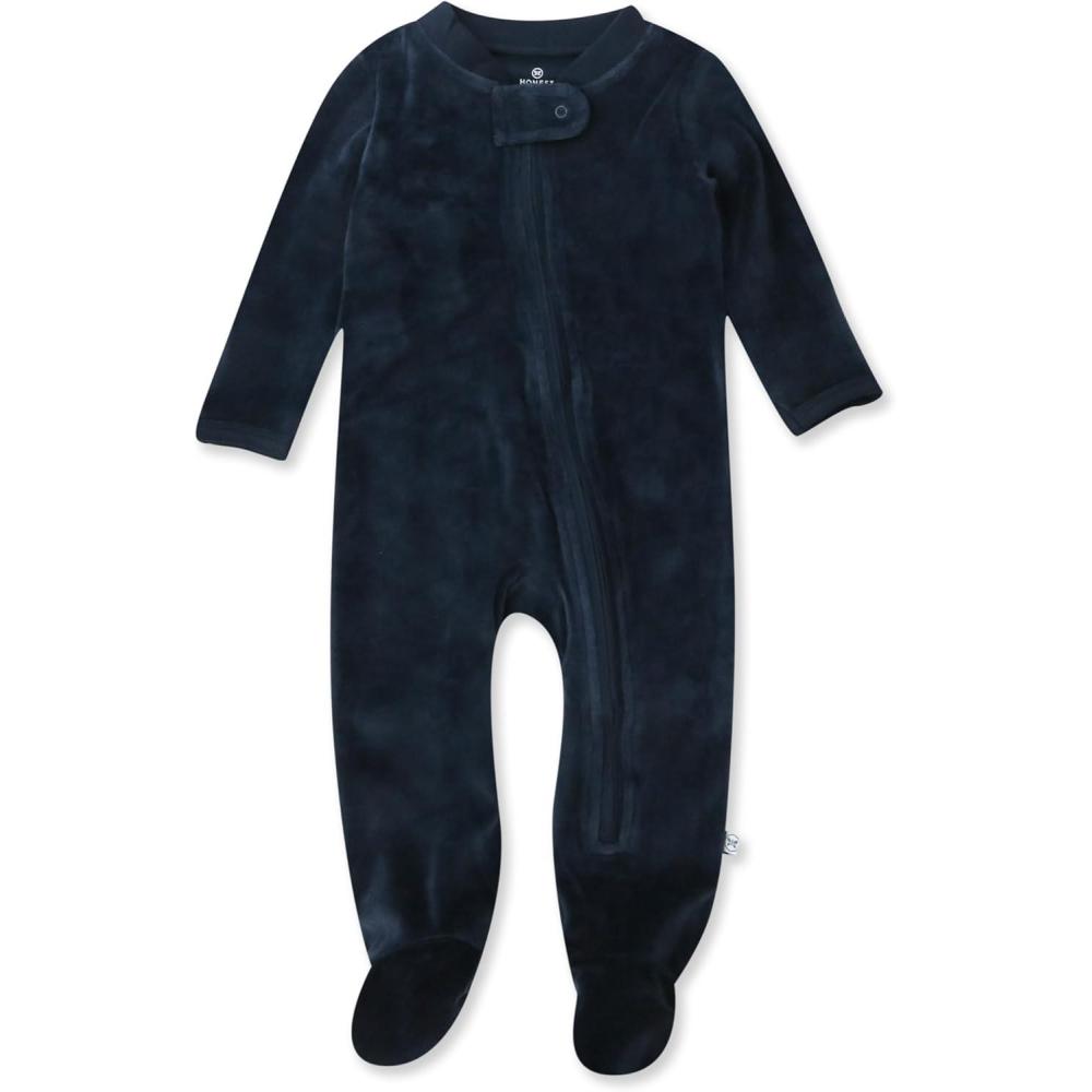 imageHonestBaby unisexbaby Velour Sleep ampamp Play Footed Onepiece Pajama Sleeper 100 Organic CottonNavy