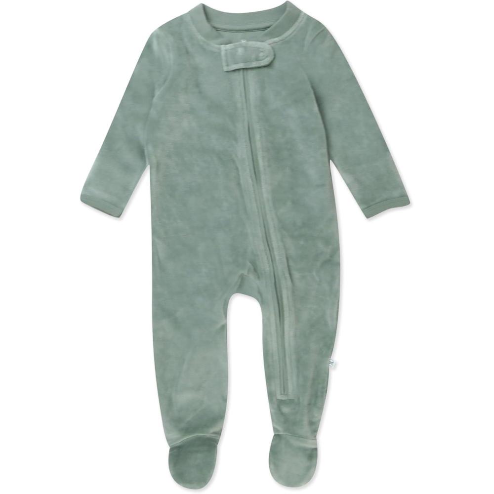 imageHonestBaby unisexbaby Velour Sleep ampamp Play Footed Onepiece Pajama Sleeper 100 Organic CottonSage