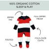 imageHonestBaby Classics Sleep ampamp Play Footed Onepiece Pajama Sleeper 100 Organic CottonBold Stripe Red White Blu