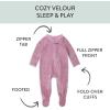 imageHonestBaby unisexbaby Velour Sleep ampamp Play Footed Onepiece Pajama Sleeper 100 Organic CottonDusty Lavendar