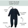 imageHonestBaby unisexbaby Velour Sleep ampamp Play Footed Onepiece Pajama Sleeper 100 Organic CottonNavy