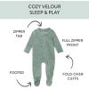 imageHonestBaby unisexbaby Velour Sleep ampamp Play Footed Onepiece Pajama Sleeper 100 Organic CottonSage