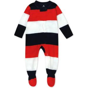 imageHonestBaby Classics Sleep ampamp Play Footed Onepiece Pajama Sleeper 100 Organic CottonBold Stripe Red White Blu