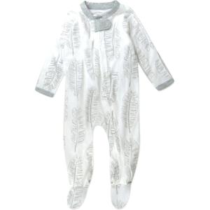 imageHonestBaby Classics Sleep ampamp Play Footed Onepiece Pajama Sleeper 100 Organic CottonJumbo Leaf Sage Sage