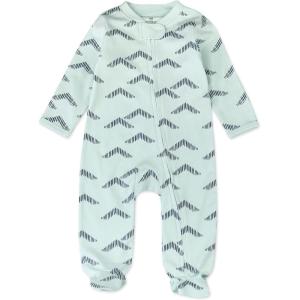 imageHonestBaby Classics Sleep ampamp Play Footed Onepiece Pajama Sleeper 100 Organic CottonPyramids Whispering Blue