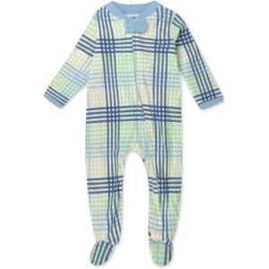 imageHonestBaby Classics Sleep ampamp Play Footed Onepiece Pajama Sleeper 100 Organic CottonSeersucker Plaid Cornflower