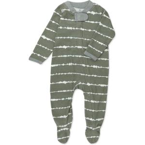 imageHonestBaby Classics Sleep ampamp Play Footed Onepiece Pajama Sleeper 100 Organic CottonShibori Stripe Gray