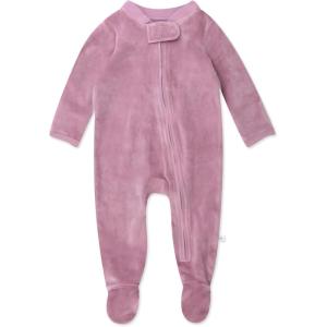 imageHonestBaby unisexbaby Velour Sleep ampamp Play Footed Onepiece Pajama Sleeper 100 Organic CottonDusty Lavendar