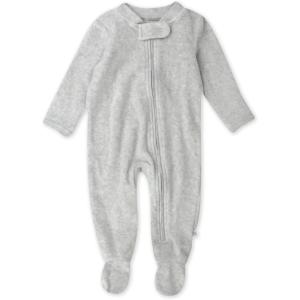 imageHonestBaby unisexbaby Velour Sleep ampamp Play Footed Onepiece Pajama Sleeper 100 Organic CottonLight Gray Heather