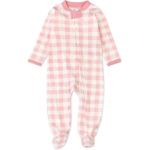 imageHonestBaby Sleep ampamp Play Footed OnePiece Pajama Sleeper 100 Organic Cotton Baby GirlsPainted Buffalo Check Pink Blush